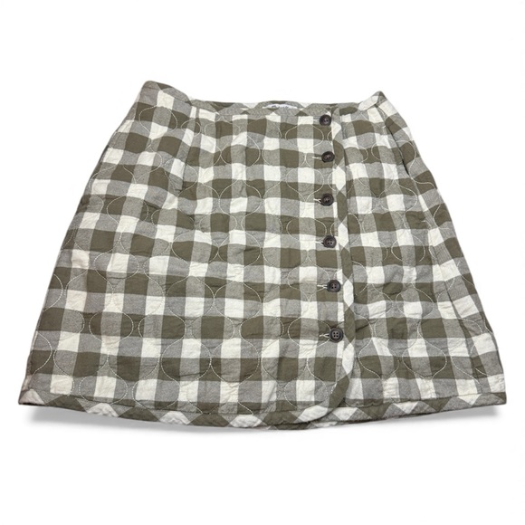 Madewell Quilted Flannel Mini Skirt In Gingham Check Sz 6 Button Up Pockets - Picture 6 of 15